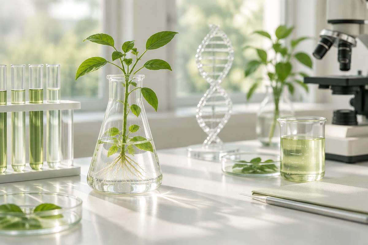 Pflanzenforschung und Laboranalyse als Symbol für neue Longevity-Studien